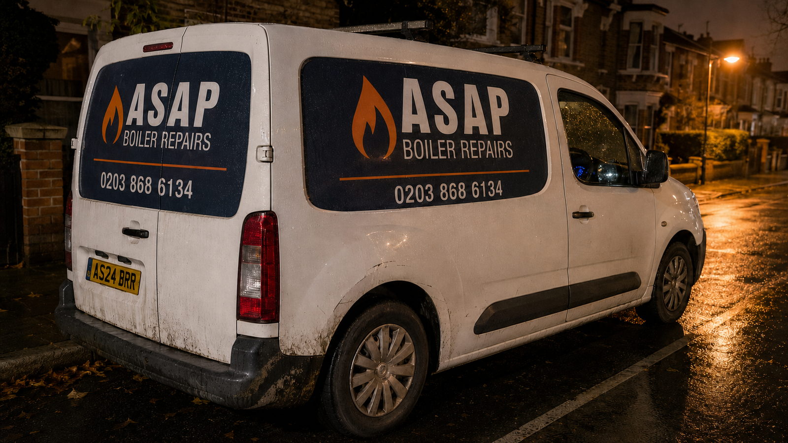 ASAP Boiler Repairs service van during a night callout