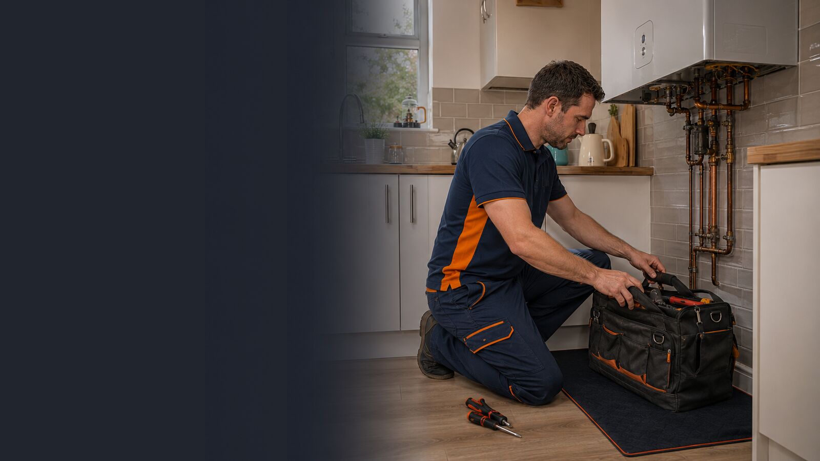 ASAP Boiler Repairs engineer setting up kitchen