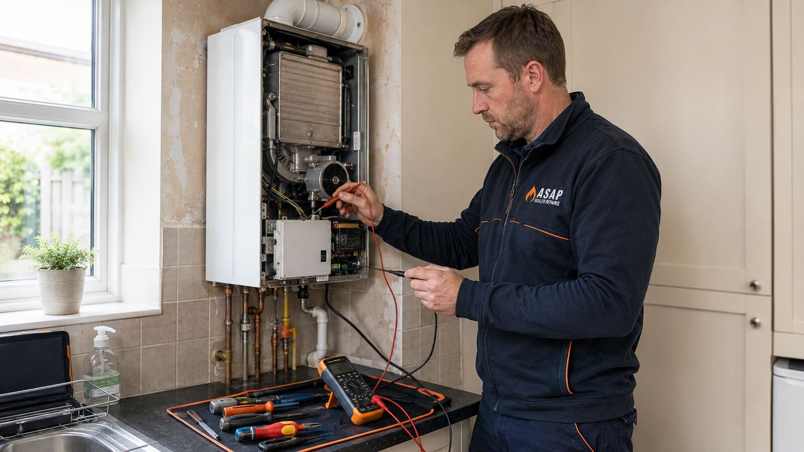 ASAP Boiler Repairs engineer completing a boiler diagnostic check