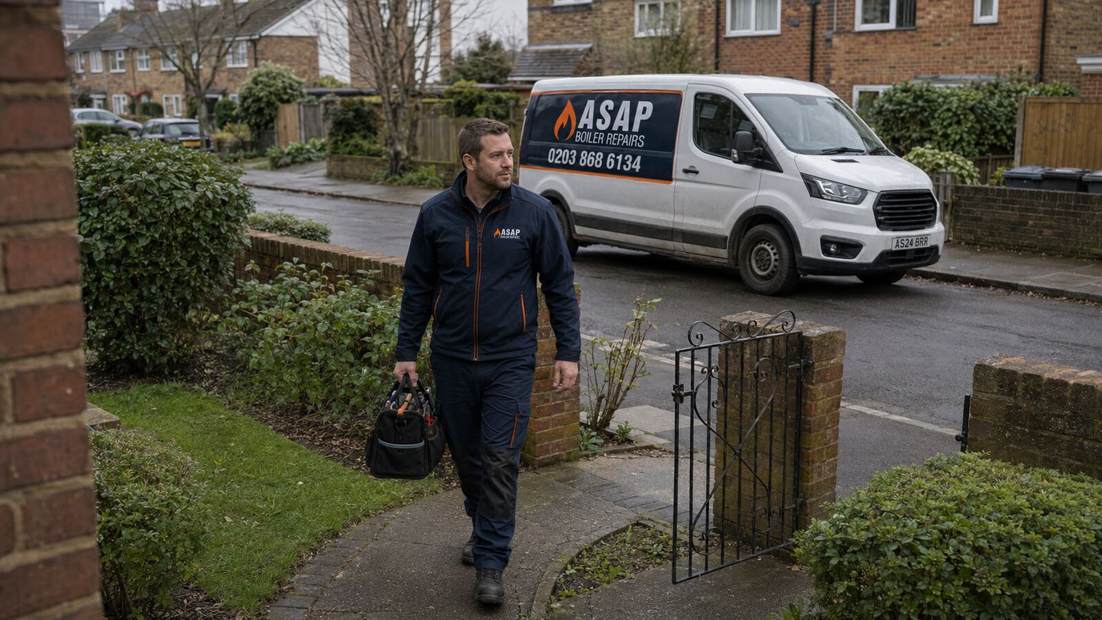 ASAP Boiler Repairs engineer arriving at a customer's home