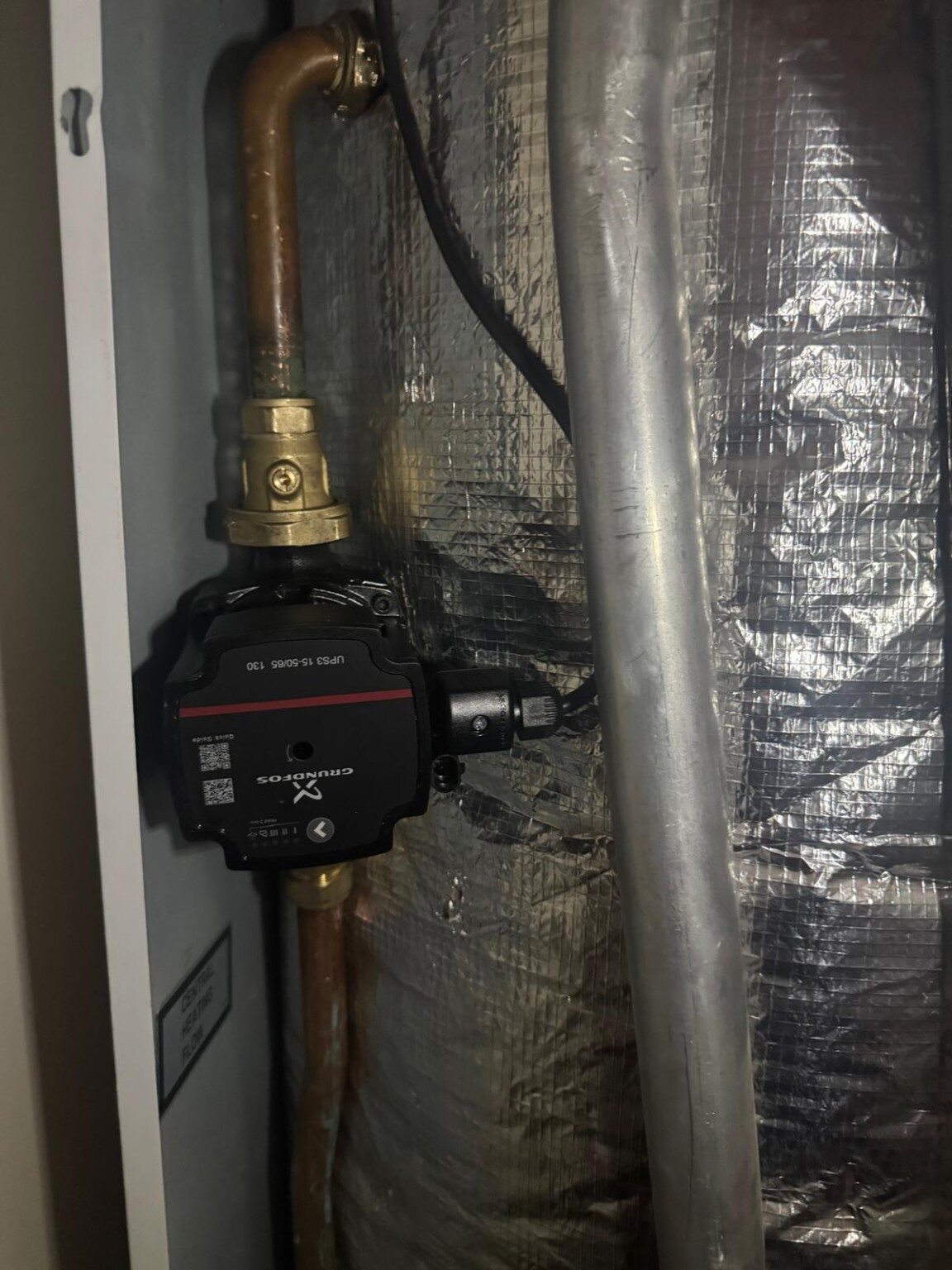 Replacement circulation pump and isolation valves installed in a Powermax 155x